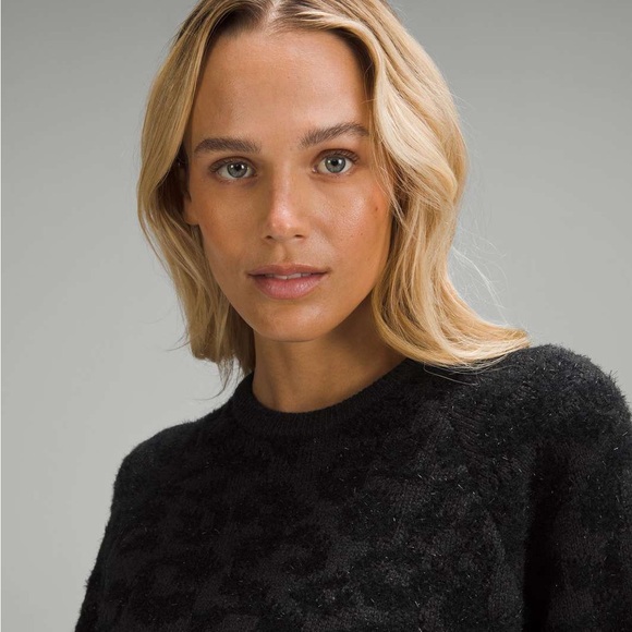 Lululemon Wool-Blend Jacquard Sweater Knit Leopard Graphite Grey Black Large - Picture 11 of 14